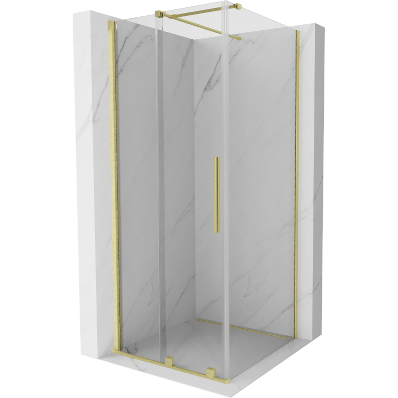 Mexen Velar cabine de douche coulissante 90 x 90 cm, transparente, en or brossé - 871-090-090-01-55