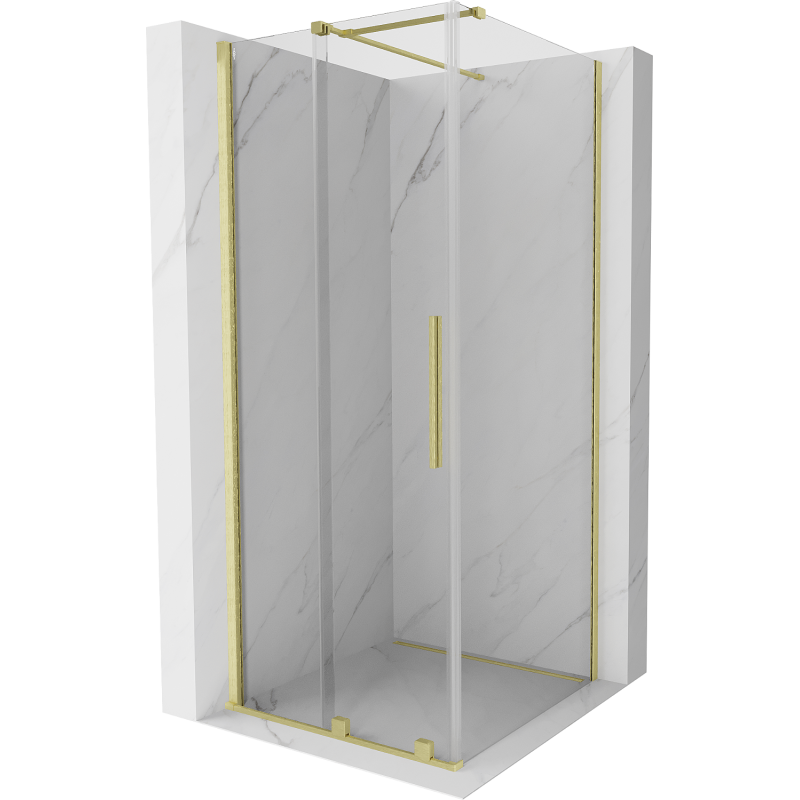 Mexen Velar liukuovellinen suihkukaappi 90 x 90 cm, läpinäkyvä, kultainen harjattu - 871-090-090-01-55