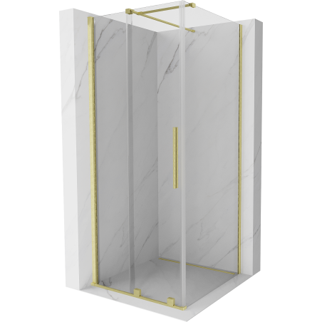 Mexen Velar 90 x 90 cm Schiebeduschkabine, transparent, gebürstetes Gold - 871-090-090-01-55