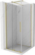 Mexen Velar cabine de douche coulissante 90 x 90 cm, transparente, en or brossé - 871-090-090-01-55