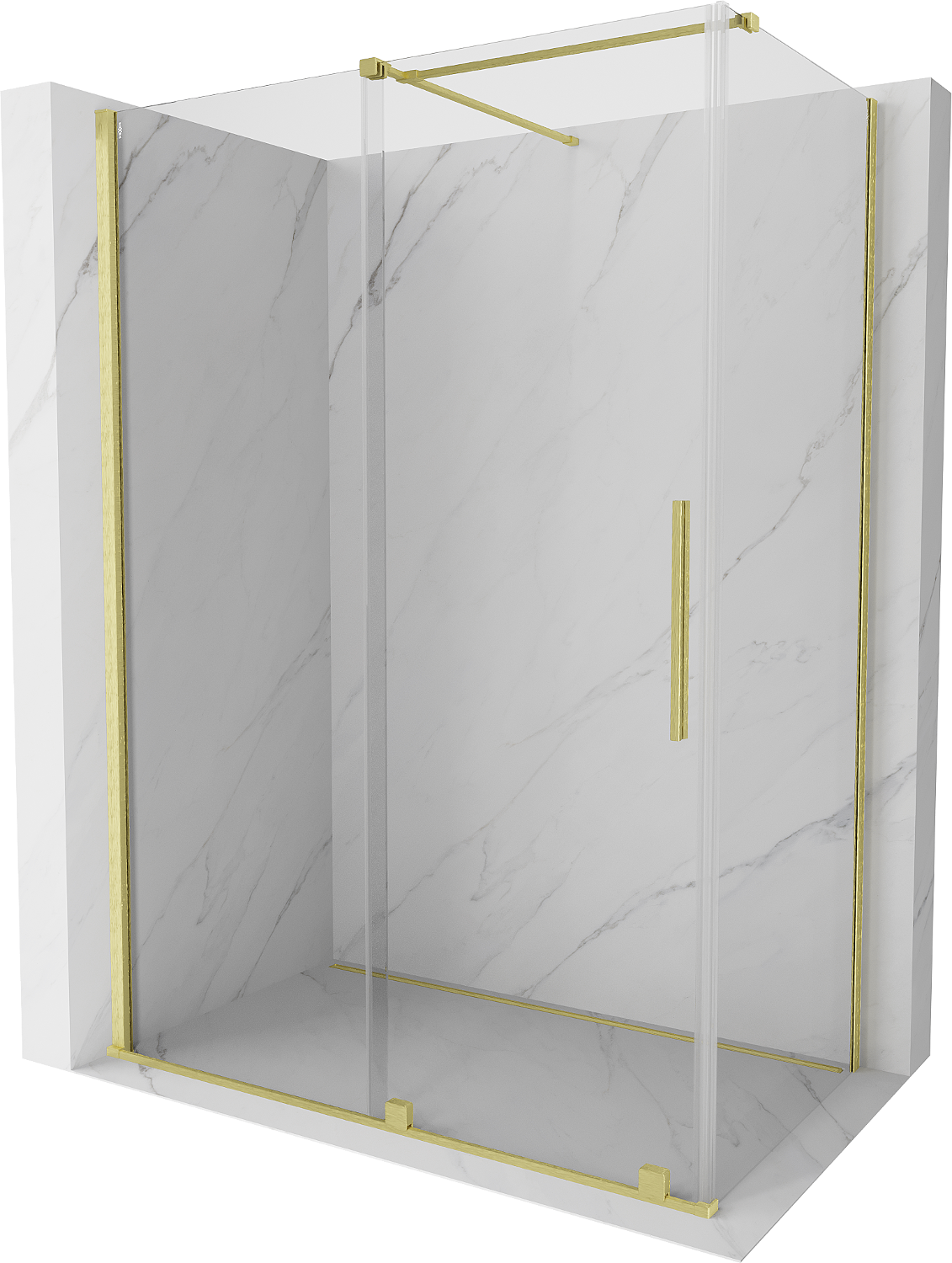 Mexen Velar kabina prysznicowa rozsuwana 130 x 70 cm, transparent, złota szczotkowana - 871-130-070-01-55