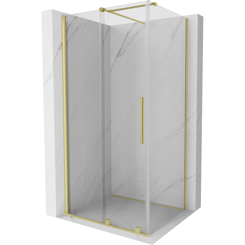 Mexen Velar schuifbare douchecabine 130 x 80 cm, transparant, geborsteld goud - 871-130-080-01-55