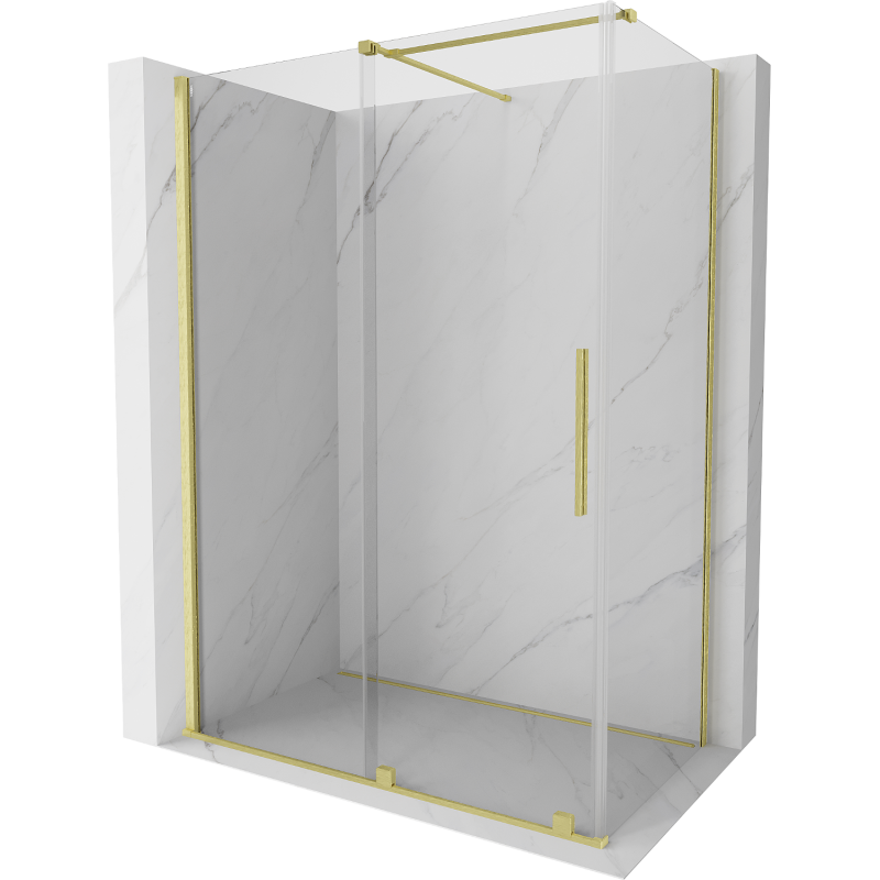 Mexen Velar sliding shower cabin 140 x 75 cm, transparent, brushed gold - 871-140-075-01-55