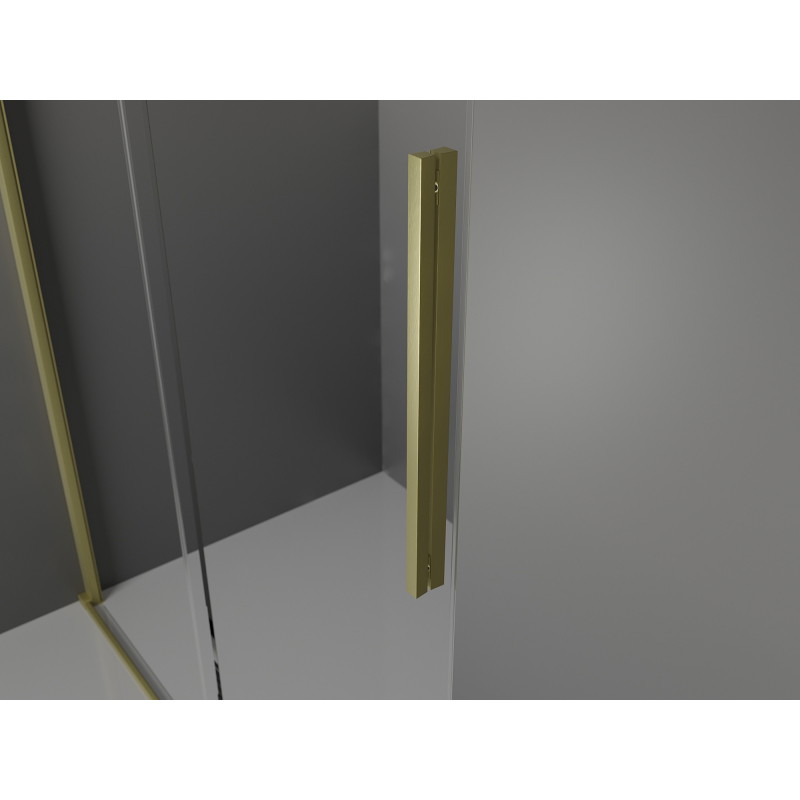 Mexen Velar klizna za tuš s kliznim vratima 140 x 75 cm, prozirna, brušeno zlato - 871-140-075-01-55