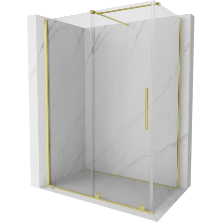 Mexen Velar sliding shower cabin 140 x 80 cm, transparent, brushed gold - 871-140-080-01-55