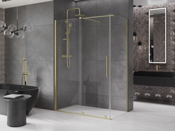 Mexen Velar sliding shower cabin 160 x 85 cm, transparent, brushed gold - 871-160-085-01-55
