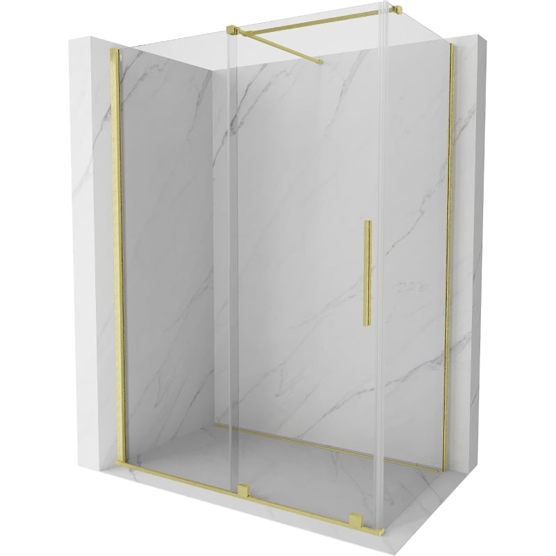 Mexen Velar Schiebedusche 160 x 90 cm, transparent, gebürstet gold - 871-160-090-01-55