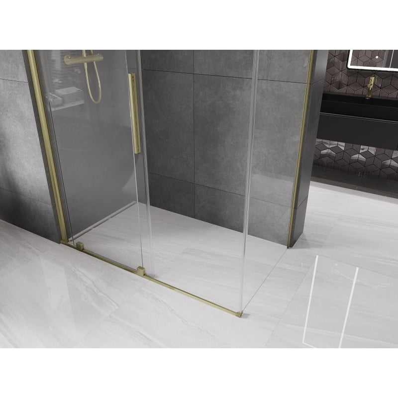 Mexen Velar Schiebedusche 160 x 90 cm, transparent, gebürstet gold - 871-160-090-01-55