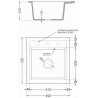 Mexen Vito granieten spoelbak 1-kamer 520 x 490 mm, zwart/zilver metallic, chroom sifon - 6503521000-73