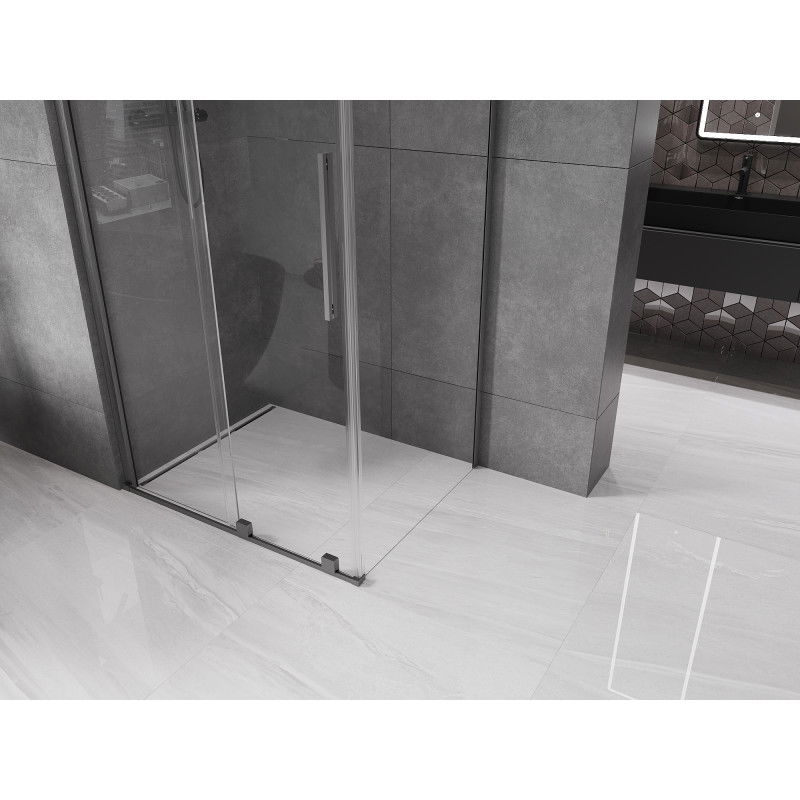 Mexen Velar cabine de duche deslizante 90 x 100 cm, transparente, cinza escovado - 871-090-100-01-66