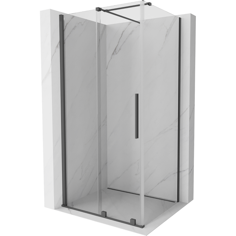 Mexen Velar Duschkabine zum Schieben 100 x 80 cm, transparent, gebürstet gun gray - 871-100-080-01-66