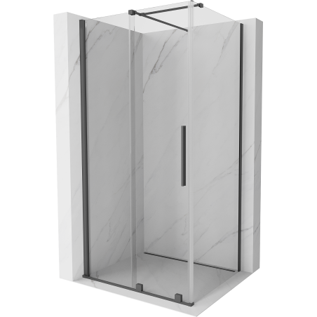 Mexen Velar Duschkabine zum Schieben 100 x 80 cm, transparent, gebürstet gun gray - 871-100-080-01-66
