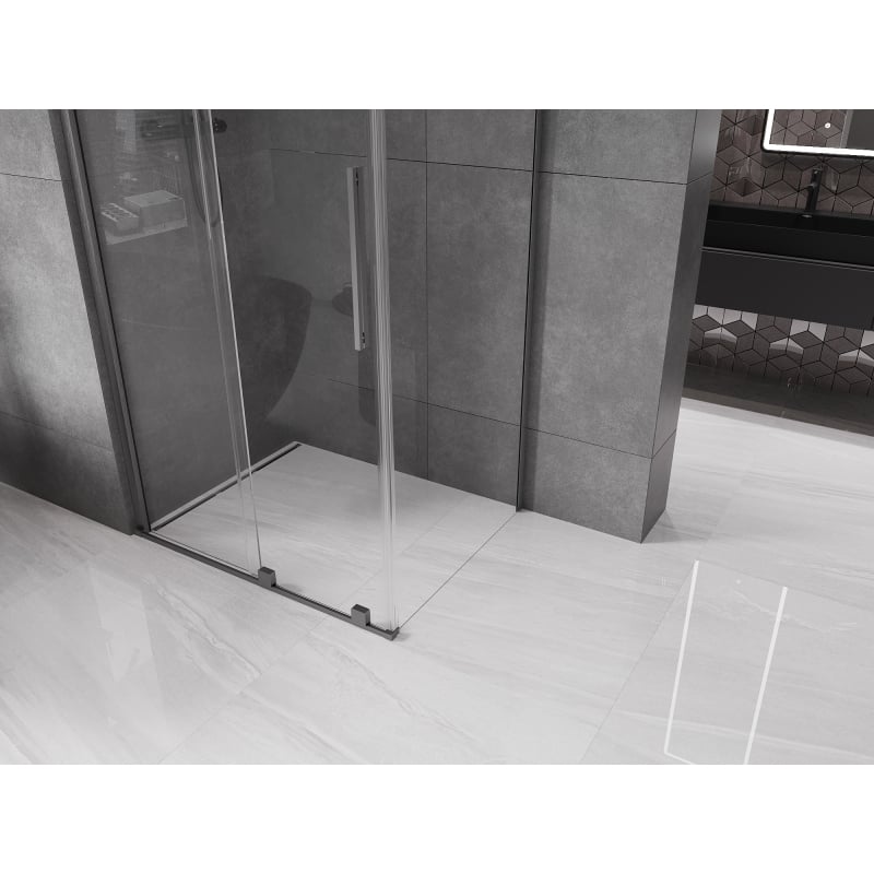 Mexen Velar Schiebeduschkabine 100 x 90 cm, transparent, gun grau gebürstet - 871-100-090-01-66