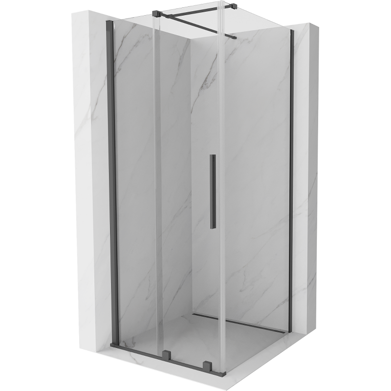 Mexen Velar schuifdouchecabine 100 x 100 cm, transparant, geborsteld geweergrijs - 871-100-100-01-66
