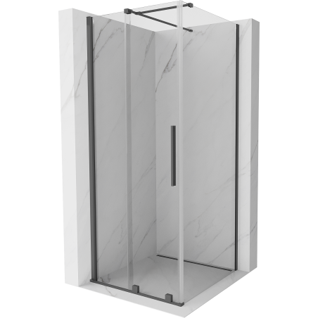 Mexen Velar schuifdouchecabine 100 x 100 cm, transparant, geborsteld geweergrijs - 871-100-100-01-66