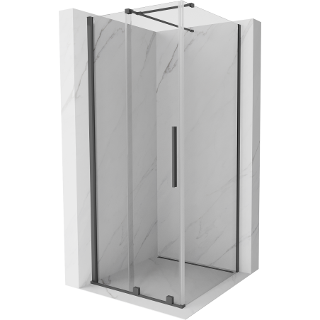 Mexen Velar sliding shower cabin 100 x 100 cm, transparent, brushed gun gray - 871-100-100-01-66