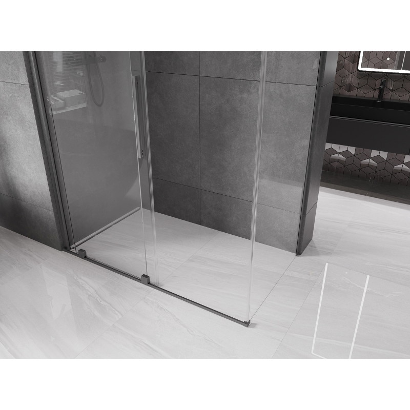 Mexen Velar klizna kabina na pomična vrata 140 x 75 cm, prozirna, gun gray četkana - 871-140-075-01-66