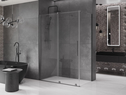 Mexen Velar sliding shower cabin 150 x 90 cm, transparent, brushed gun gray - 871-150-090-01-66