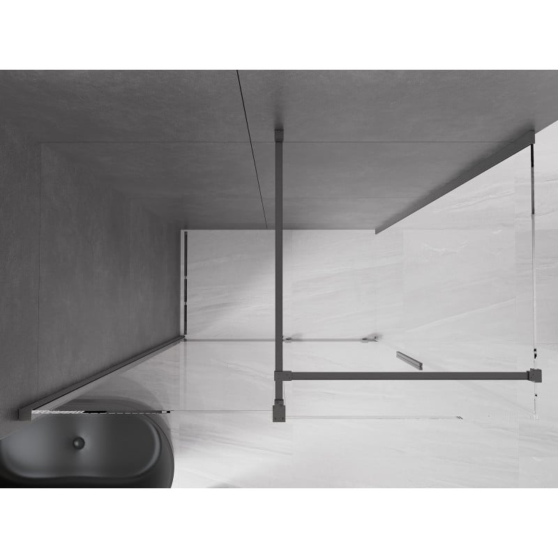 Mexen Velar cabina de ducha corredera 150 x 80 cm, transparente, gris pistola cepillado - 871-150-080-01-66