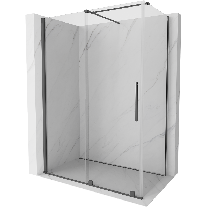 Mexen Velar Duschkabine Schiebetür 160 x 80 cm, transparent, gebürstet gun gray - 871-160-080-01-66
