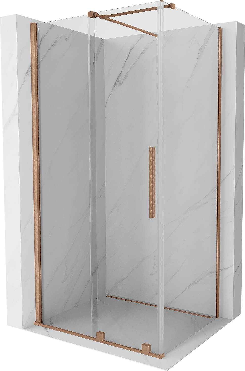 Mexen Velar kabina prysznicowa rozsuwana 90 x 75 cm, transparent, miedź szczotkowana - 871-090-075-01-65