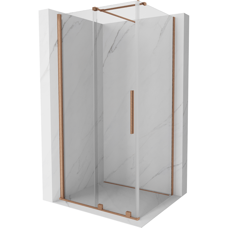 Mexen Velar cabina doccia scorrevole 90 x 110 cm, trasparente, rame spazzolato - 871-090-110-01-65