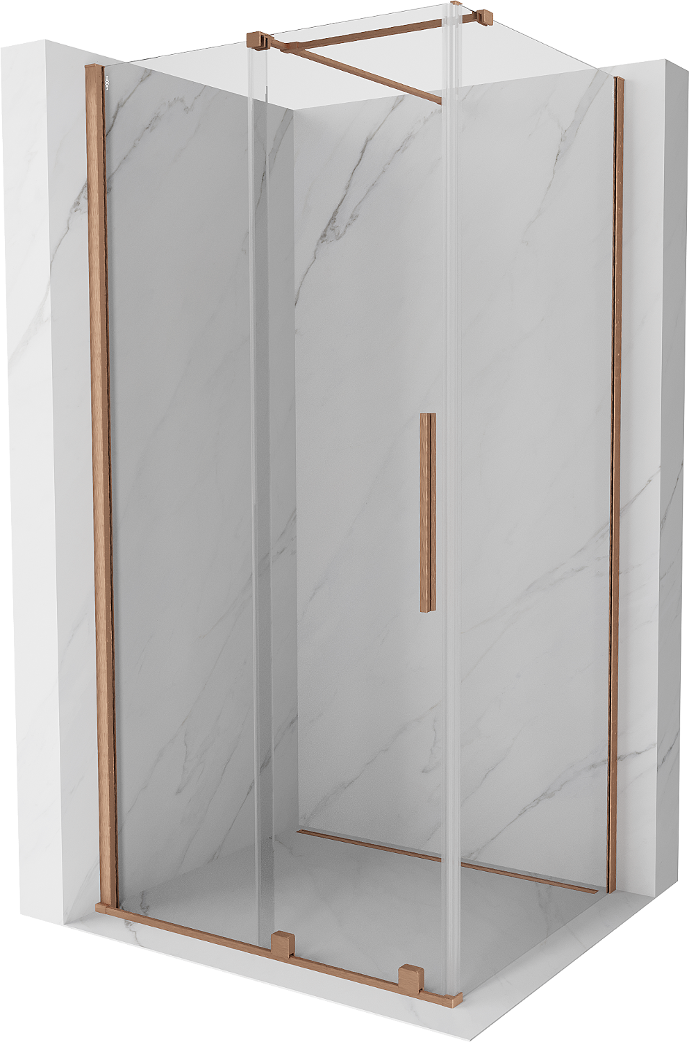Mexen Velar kabina prysznicowa rozsuwana 100 x 90 cm, transparent, miedź szczotkowana - 871-100-090-01-65