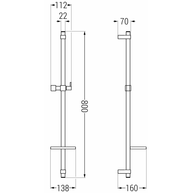 Mexen DQ suihkupidike saippuatelineellä 80 cm, kultainen - 79381-50