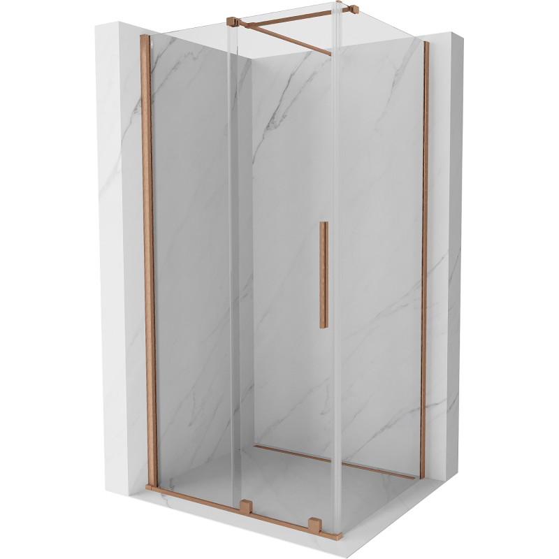 Mexen Velar klizna tuš kabina 120 x 90 cm, prozirna, brušena mjed - 871-120-090-01-65