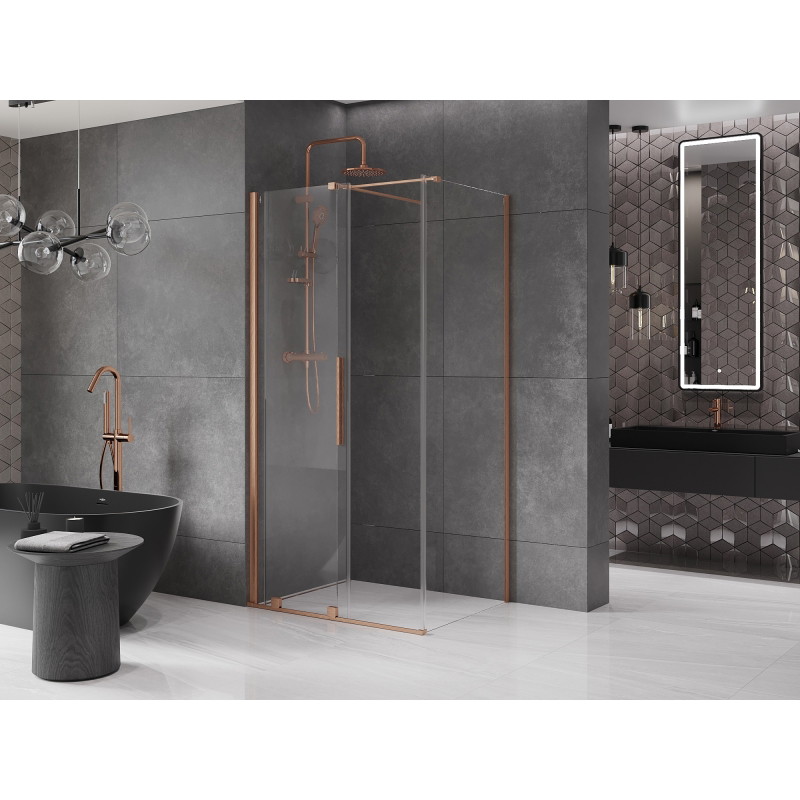 Mexen Velar klizna tuš kabina 120 x 90 cm, prozirna, brušena mjed - 871-120-090-01-65