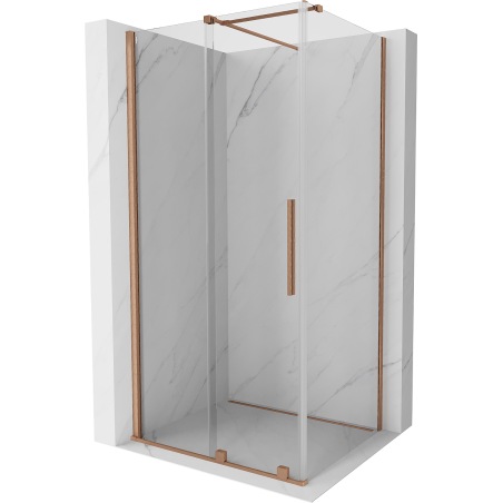 Mexen Velar klizni tuš kabina s kliznim vratima 120 x 100 cm, prozirna, brušeni bakar - 871-120-100-01-65