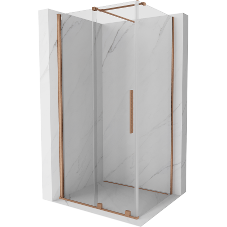 Mexen Velar cabina de ducha corredera 130 x 90 cm, transparente, cobre cepillado - 871-130-090-01-65