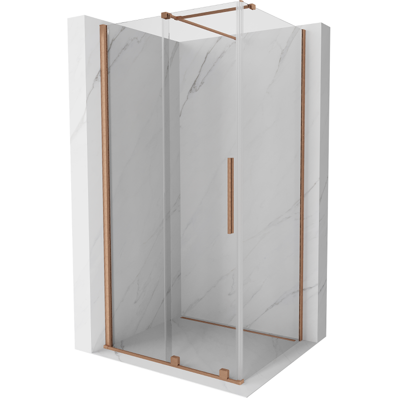 Mexen Velar Duschkabine schiebbar 140 x 90 cm, transparent, gebürstetes Kupfer - 871-140-090-01-65