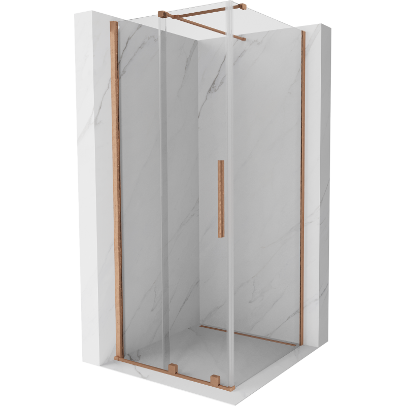 Mexen Velar kabina prysznicowa rozsuwana 90 x 90 cm, transparent, miedź szczotkowana - 871-090-090-01-65