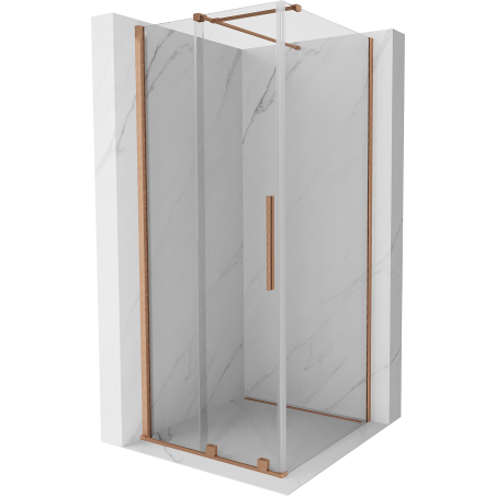 Mexen Velar cabina doccia scorrevole 90 x 90 cm, trasparente, rame spazzolato - 871-090-090-01-65