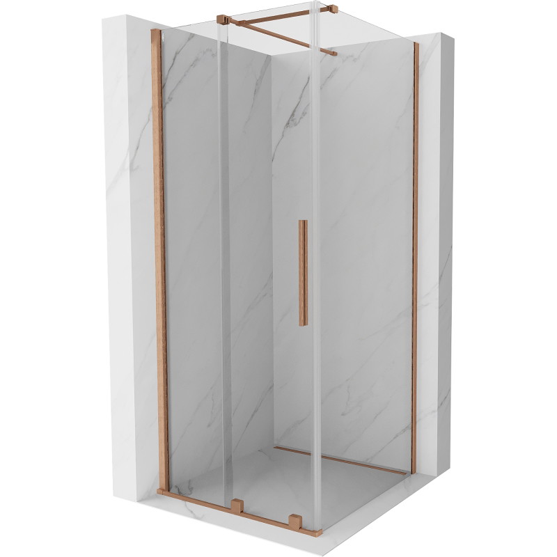 Mexen Velar klizna za tuš koja se razvlači 100 x 100 cm, prozirna, brušeni bakar - 871-100-100-01-65