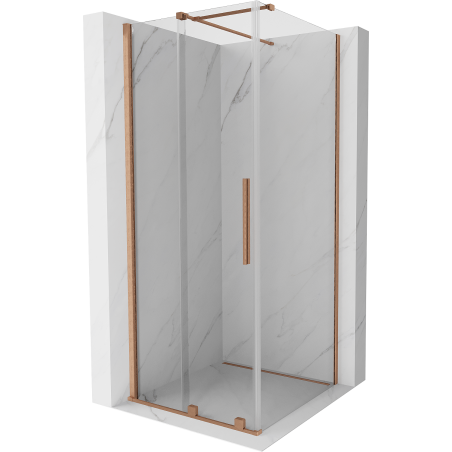 Mexen Velar klizna za tuš koja se razvlači 100 x 100 cm, prozirna, brušeni bakar - 871-100-100-01-65