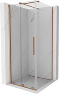 Mexen Velar skjutbar duschkabin 100 x 100 cm, transparent, borstad koppar - 871-100-100-01-65