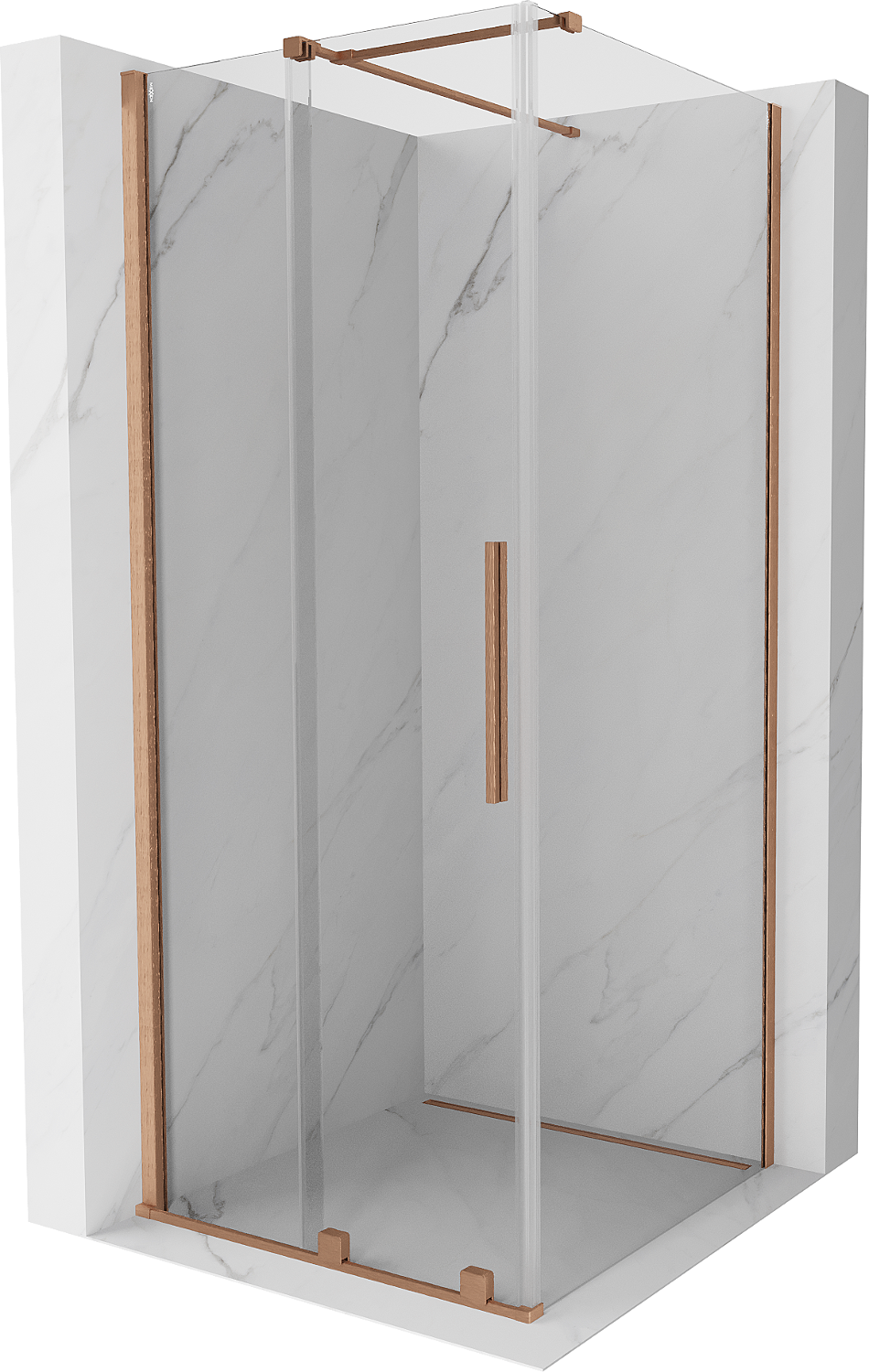 Mexen Velar kabina prysznicowa rozsuwana 120 x 120 cm, transparent, miedź szczotkowana - 871-120-120-01-65