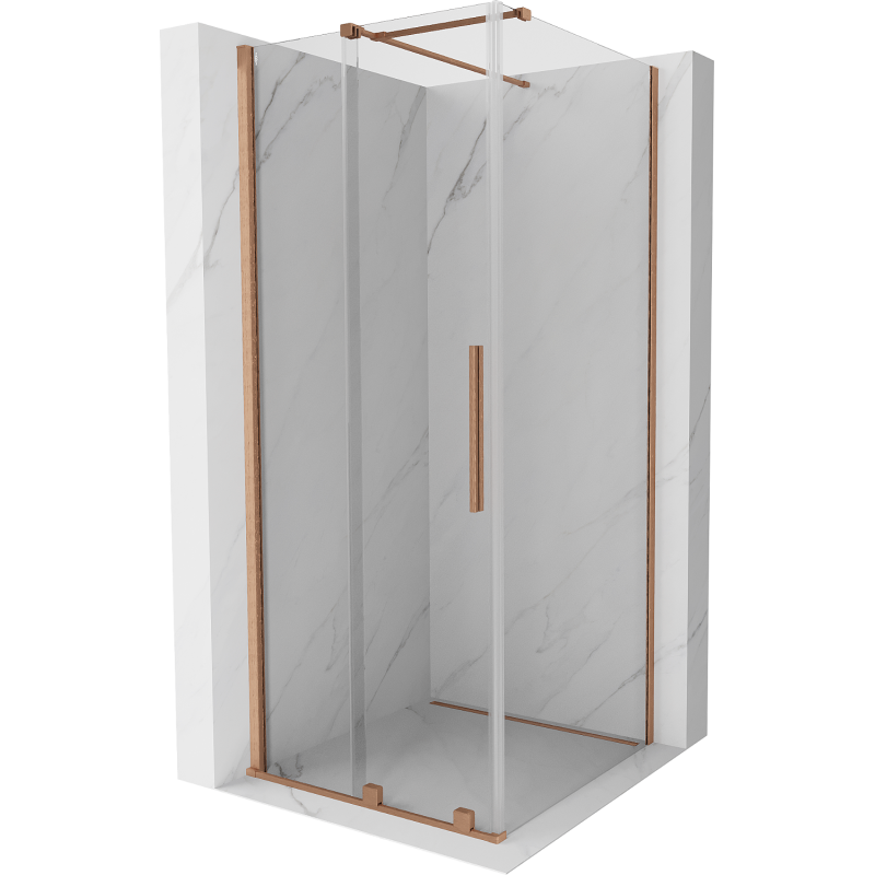 Mexen Velar cabina de ducha corredera 110 x 110 cm, transparente, cobre cepillado - 871-110-110-01-65