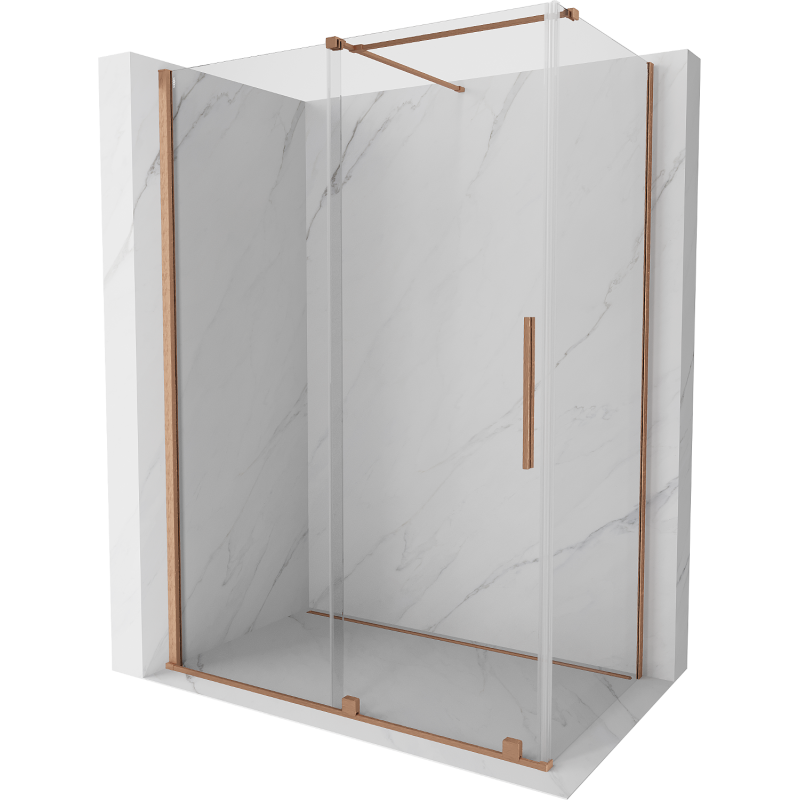 Mexen Velar kabina prysznicowa rozsuwana 130 x 75 cm, transparent, miedź szczotkowana - 871-130-075-01-65