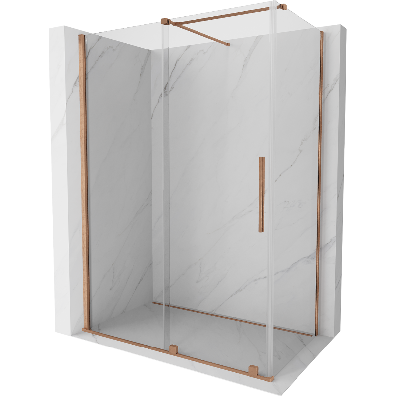Mexen Velar cabine de duche de correr 140 x 80 cm, transparente, cobre escovado - 871-140-080-01-65