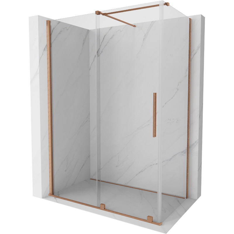 Mexen Velar klizna tuš kabina klizna 140 x 85 cm, prozirna, brušeni bakar - 871-140-085-01-65