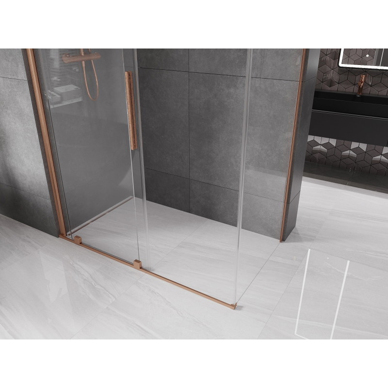 Mexen Velar klizna tuš kabina klizna 140 x 85 cm, prozirna, brušeni bakar - 871-140-085-01-65