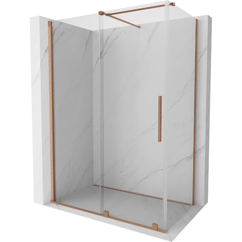 Mexen Velar Schiebeduschkabine 150 x 80 cm, transparent, gebürstetes Kupfer - 871-150-080-01-65