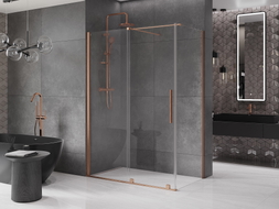 Mexen Velar sliding shower cabin 160 x 100 cm, transparent, brushed copper - 871-160-100-01-65