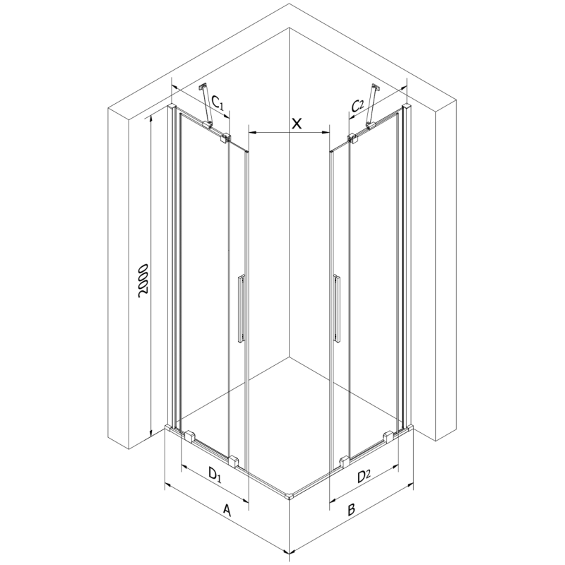 Mexen Velar Duo kabina prysznicowa rozsuwana 90 x 80 cm, transparent, biała - 871-090-080-02-20
