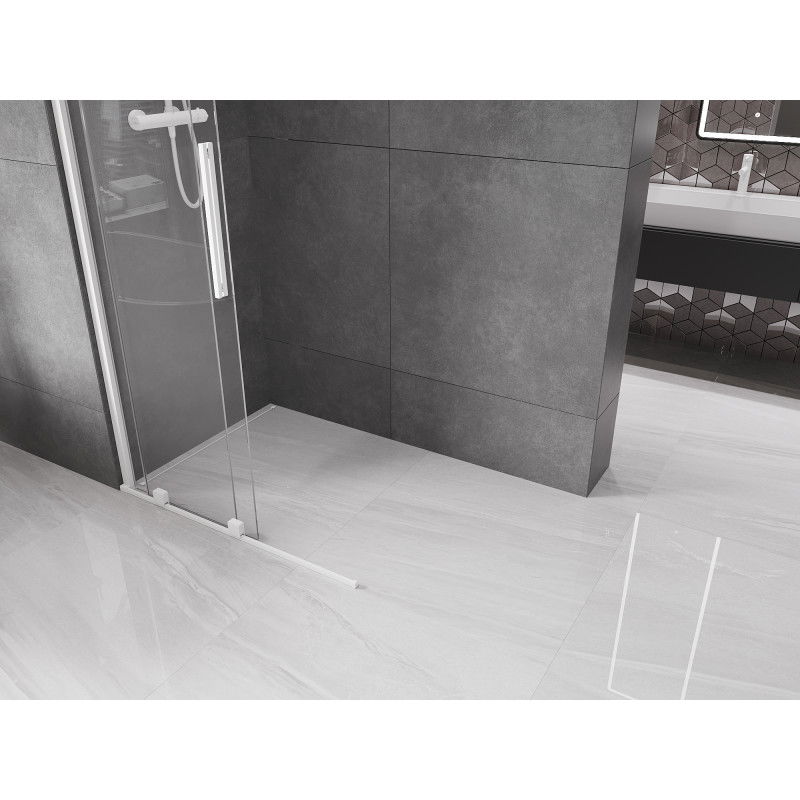 Mexen Velar parede de duche de correr Walk-in 75 x 200 cm, transparente 8 mm, branco - 871-075-000-03-20