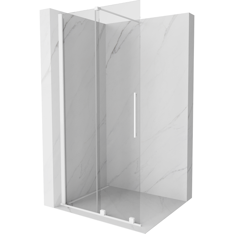 Mexen Velar Duschwand Schiebetür Walk-in 85 x 200 cm, transparent 8 mm, weiß - 871-085-000-03-20