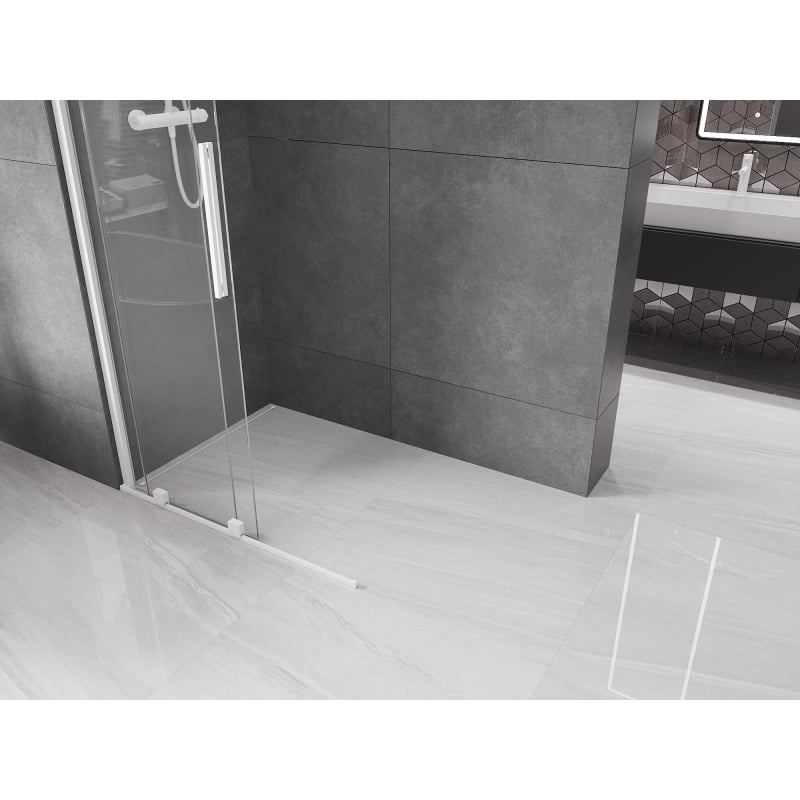 Mexen Velar liugplaat dušisein Walk-in 100 x 200 cm, läbipaistev 8 mm, valge - 871-100-000-03-20